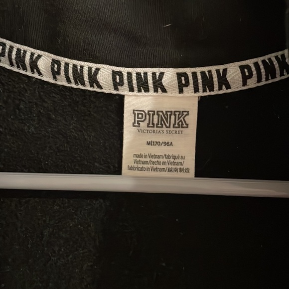 Victorias Secret PINK Love Pink Quarter Zip Medium Black & Gray - Picture 3 of 5